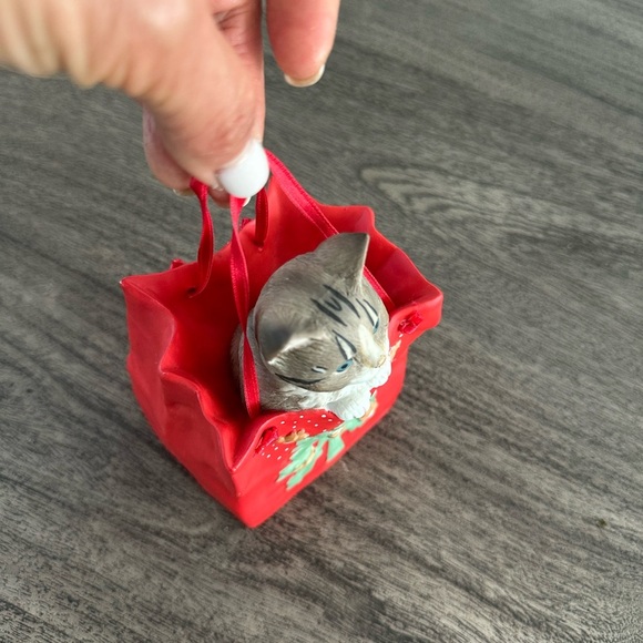 Red Cat Figurine in Festive Bag - Picture 3 of 8